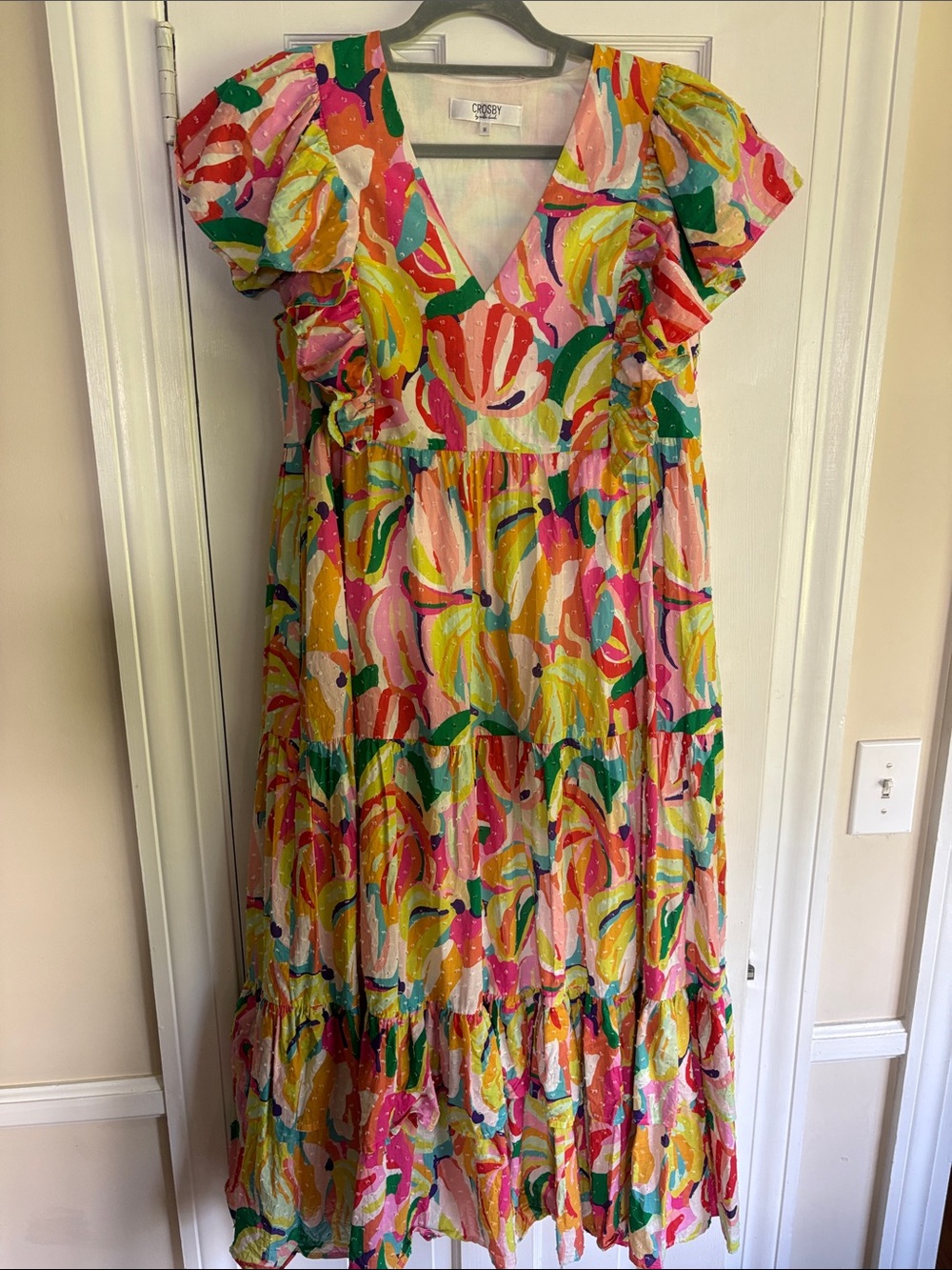 Crosby Colorful Floral Print  Dress with ruffle detail ☀️☀️